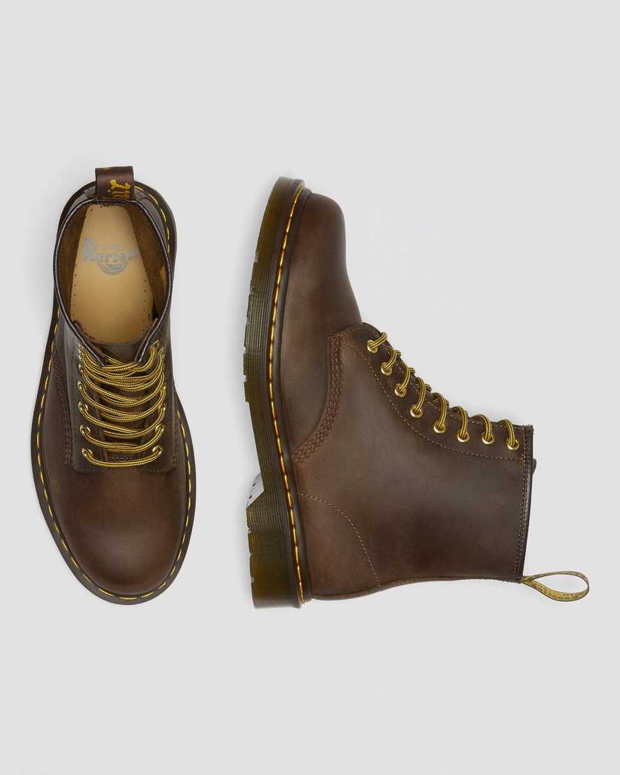 bruna dr martens 1460 crazy horse herrstövlar med snörning