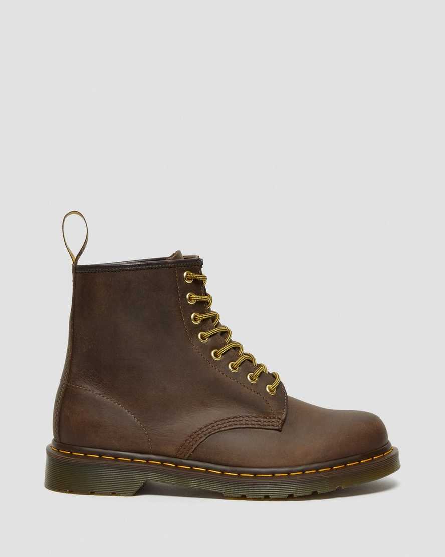 bruna dr martens 1460 crazy horse herrstövlar med snörning