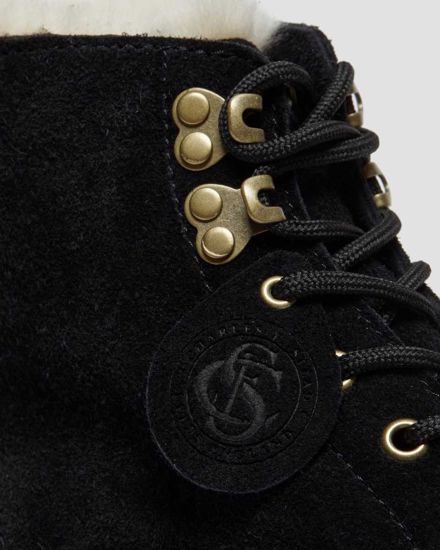 svarta dr martens 101 shearling fodrade stövlar för herr