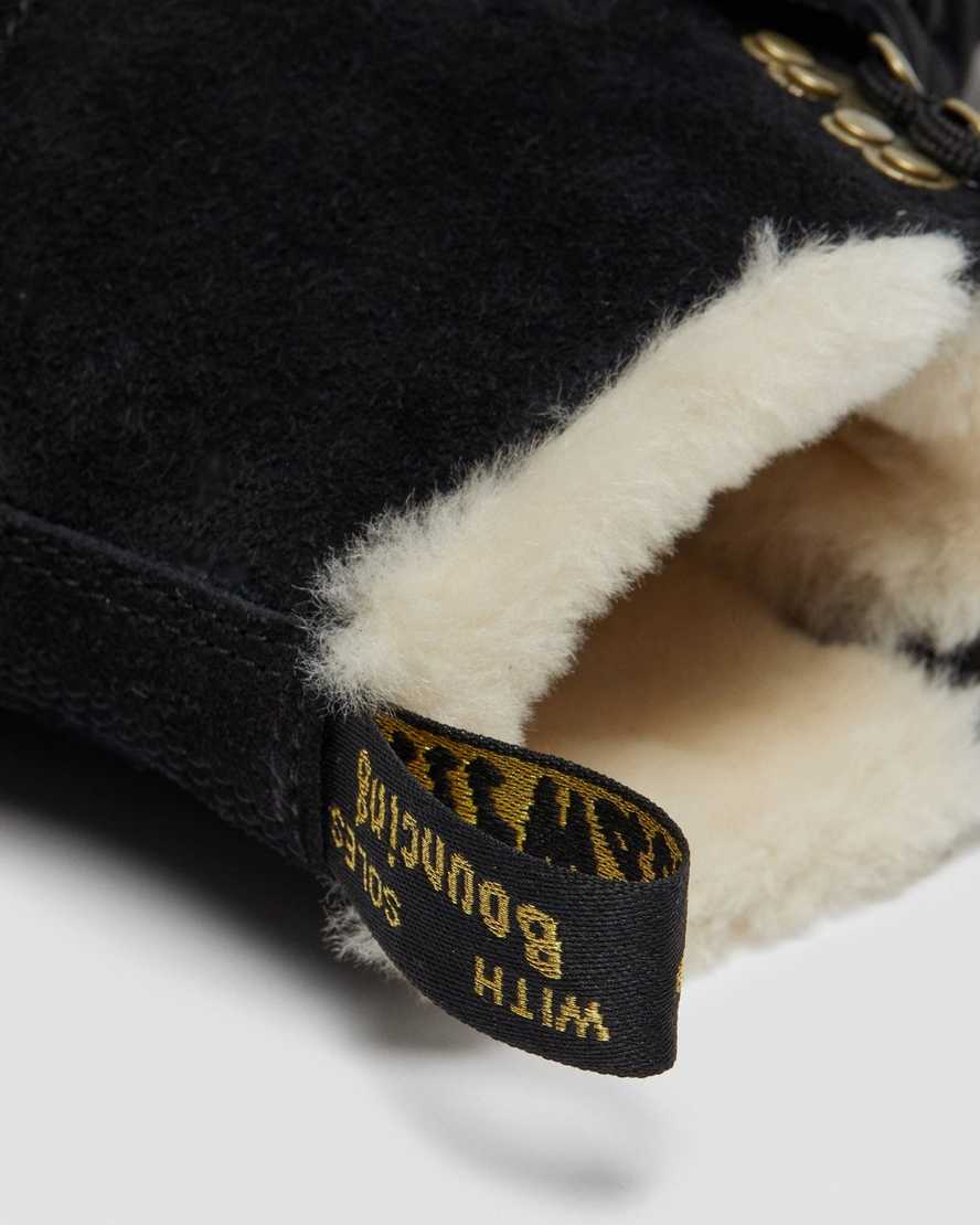 svarta dr martens 101 shearling fodrade stövlar för herr