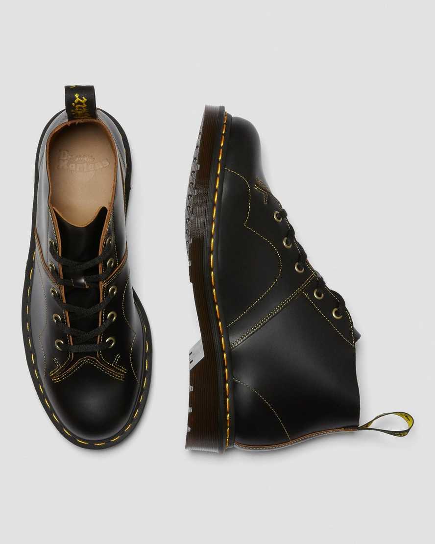 svarta dr martens church vintage monkey-stövlar för män