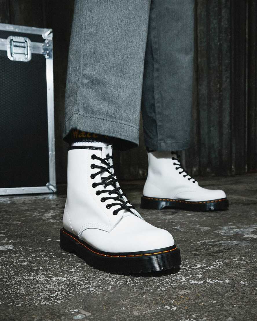 vita dr martens 1460 bex smooth herr platåstövlar