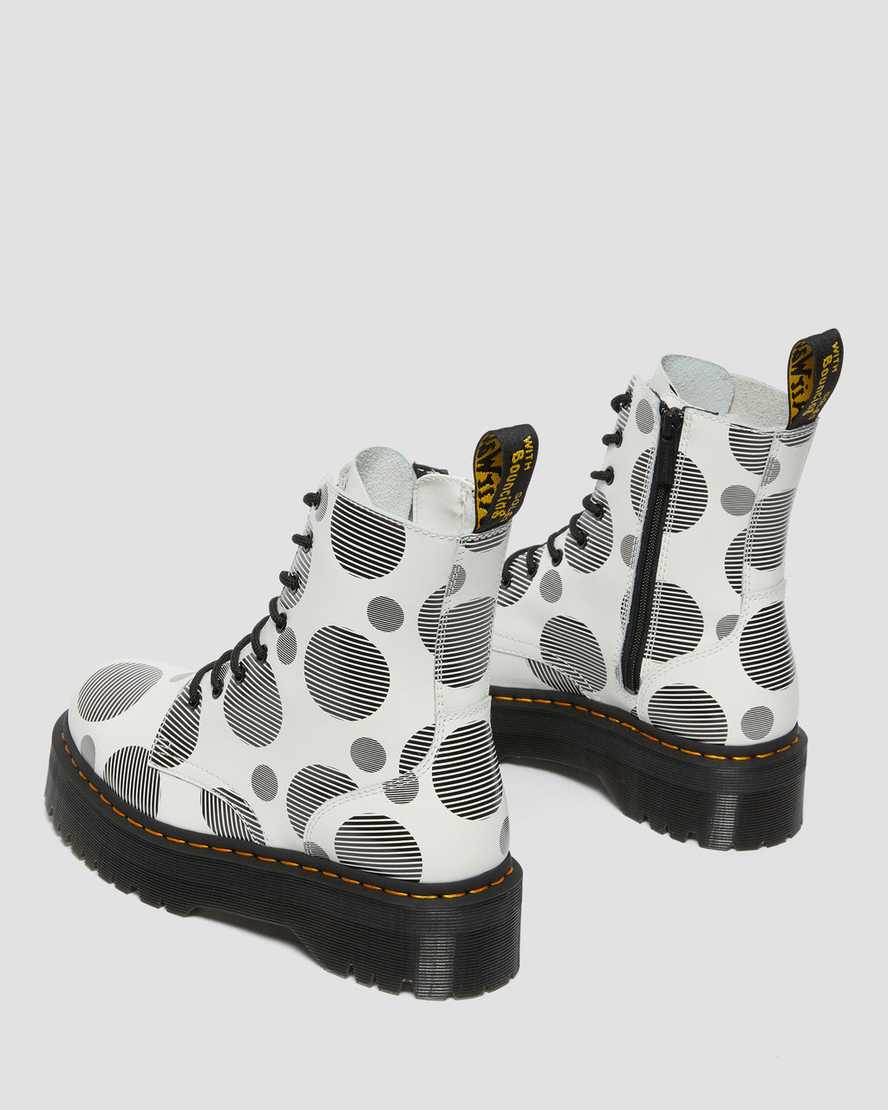 vita dr martens jadon polka dot smooth herr platåstövlar
