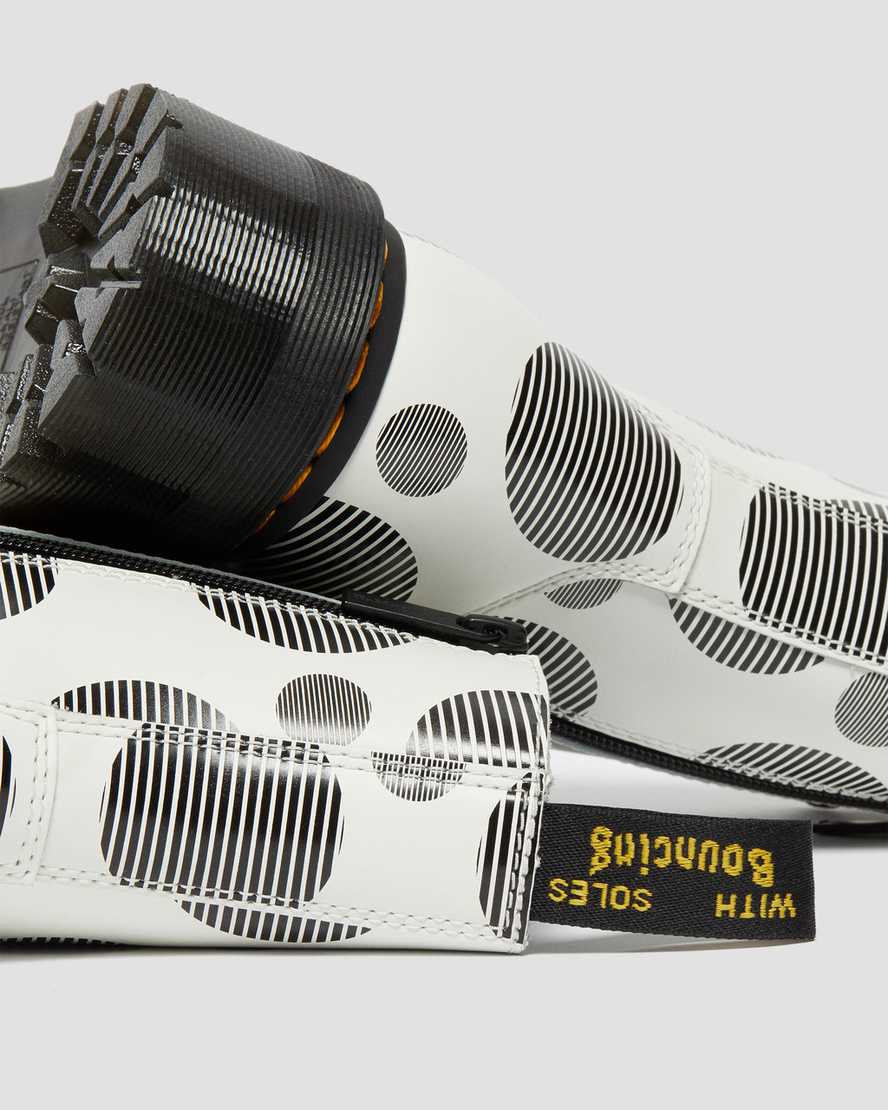 vita dr martens jadon polka dot smooth herr platåstövlar