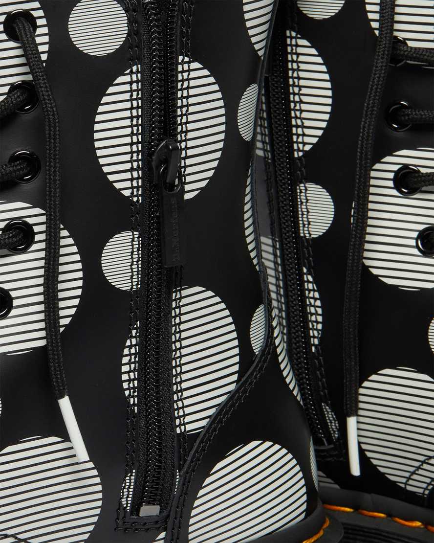 svarta dr martens jadon polka dot smooth herr platåstövlar