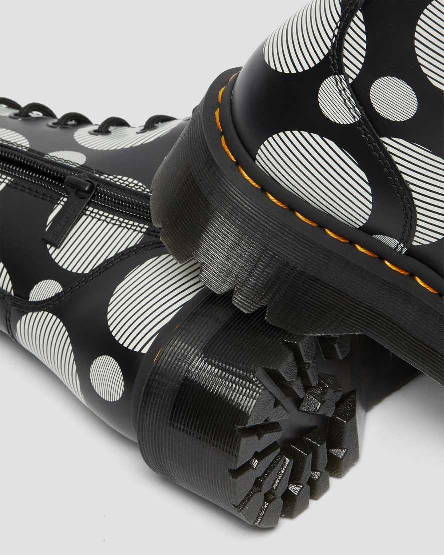 svarta dr martens jadon polka dot smooth herr platåstövlar