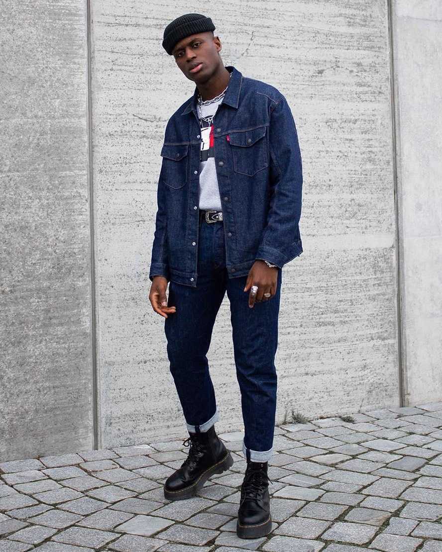 svarta dr martens jadon smooth herr platåstövlar