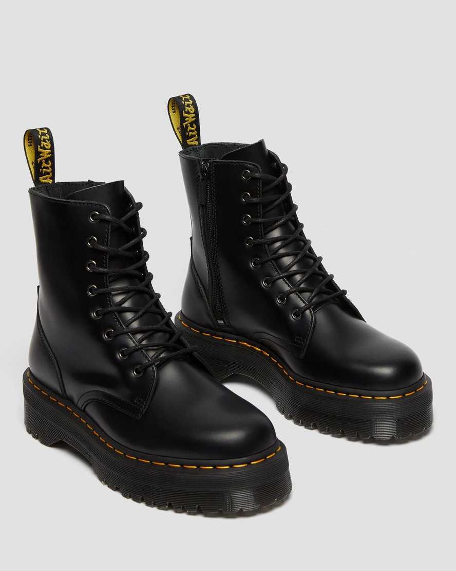 svarta dr martens jadon smooth herr platåstövlar