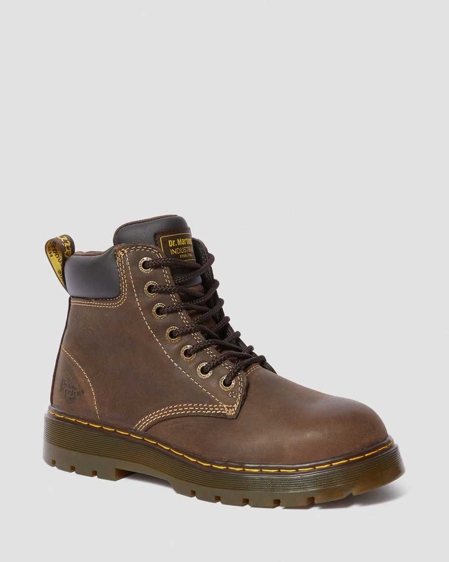 mörkbruna dr martens winch extra wide herr arbetsstövlar
