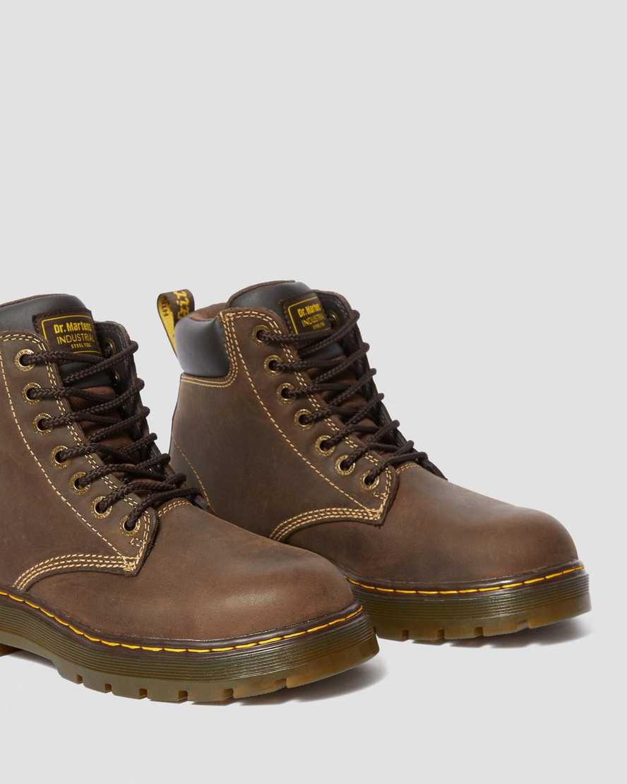 mörkbruna dr martens winch extra wide herr arbetsstövlar