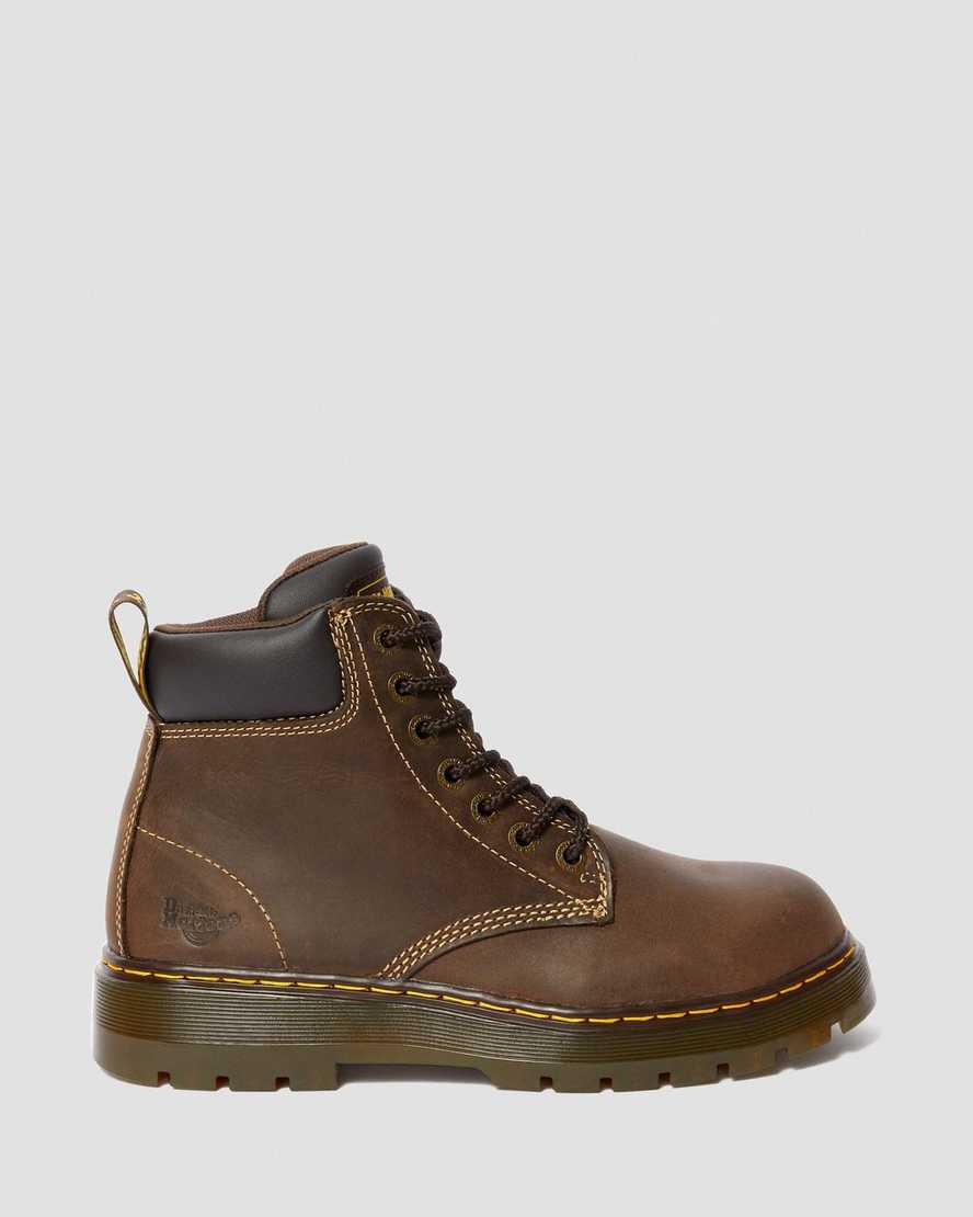 mörkbruna dr martens winch extra wide herr arbetsstövlar