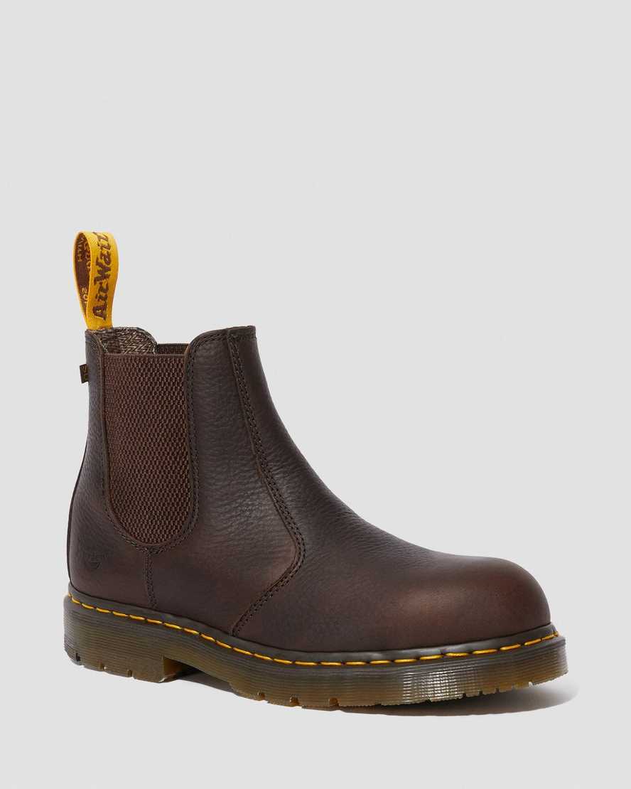 bruna dr martens fellside chelsea arbetsstövlar för män