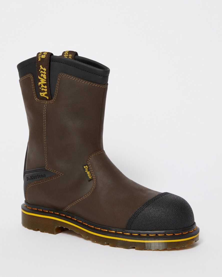 mörkbruna dr martens firth vattentäta stålhätta arbetsstövlar för herr