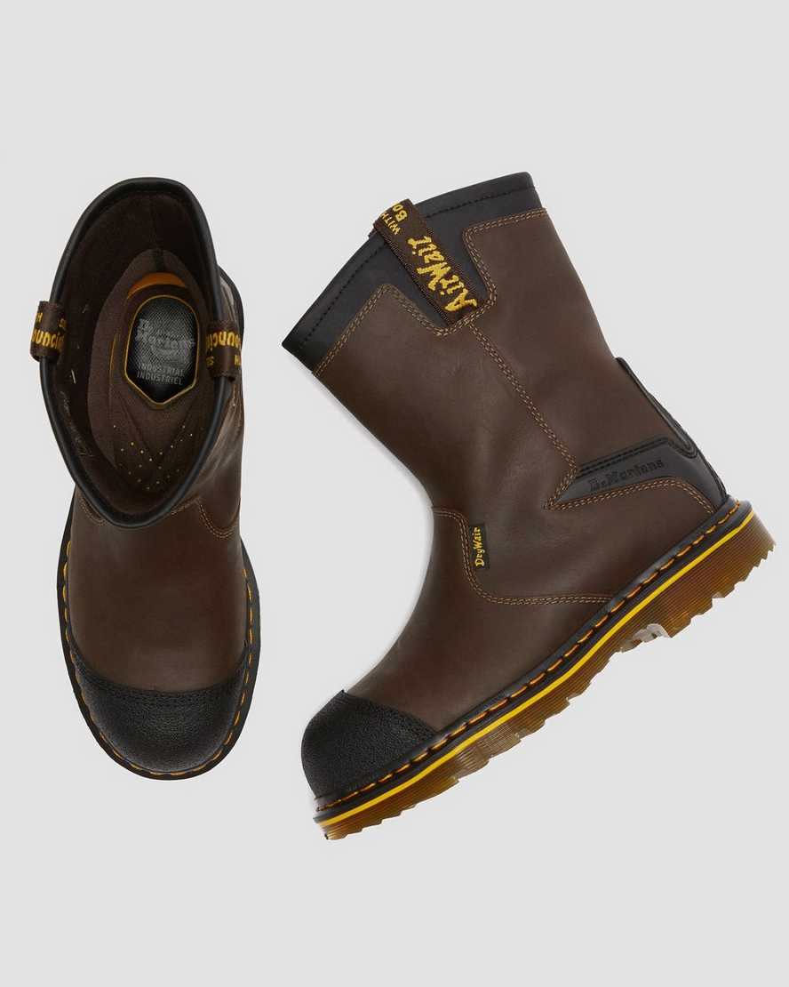 mörkbruna dr martens firth vattentäta stålhätta arbetsstövlar för herr