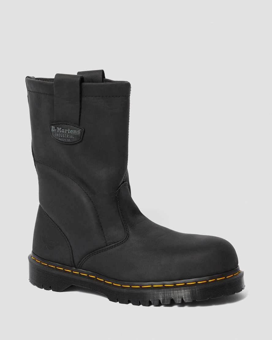 svarta dr martens 2295 extra wide greasy slip on herr arbetsstövlar