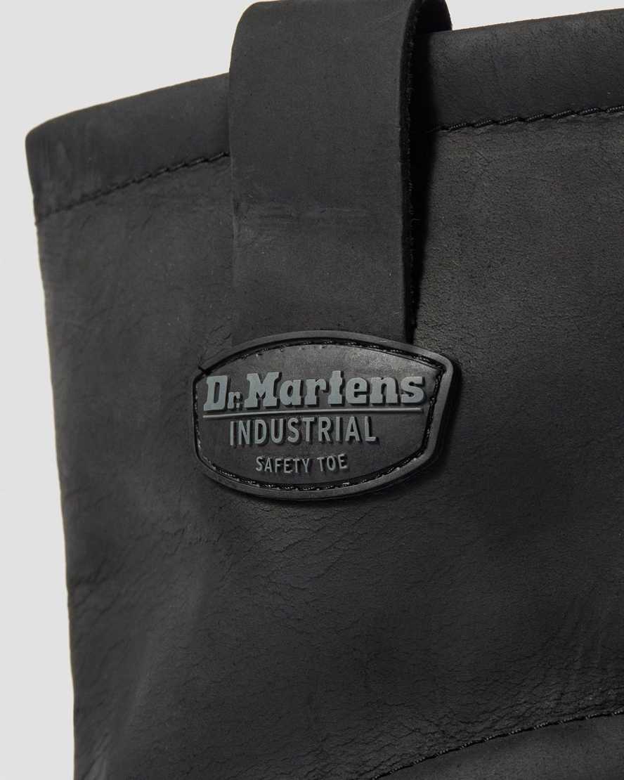 svarta dr martens 2295 extra wide greasy slip on herr arbetsstövlar