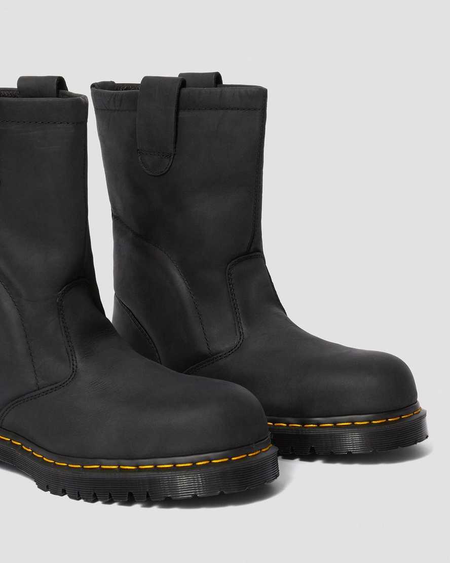 svarta dr martens 2295 extra wide greasy slip on herr arbetsstövlar