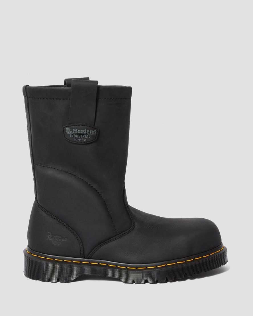 svarta dr martens 2295 extra wide greasy slip on herr arbetsstövlar