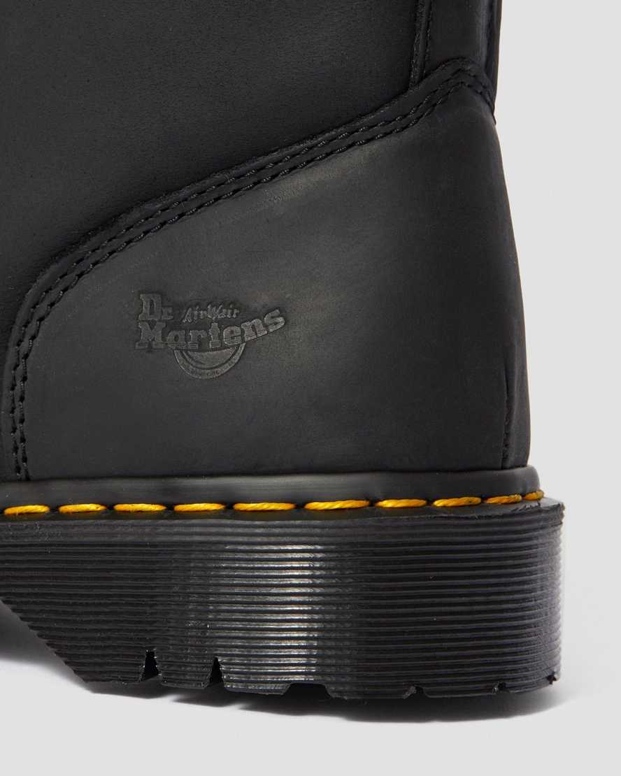 svarta dr martens 2295 extra wide greasy slip on herr arbetsstövlar