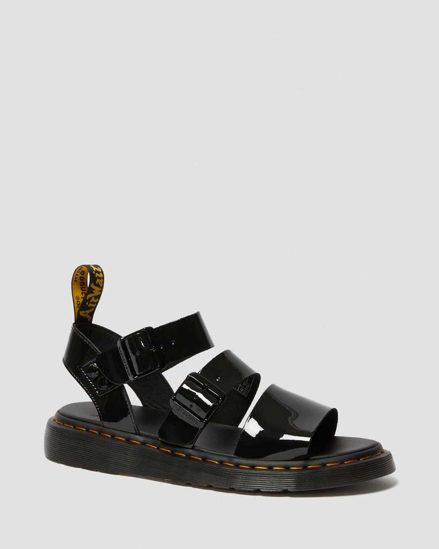 svarta dr martens gryphon patent gladiatorsandaler för män