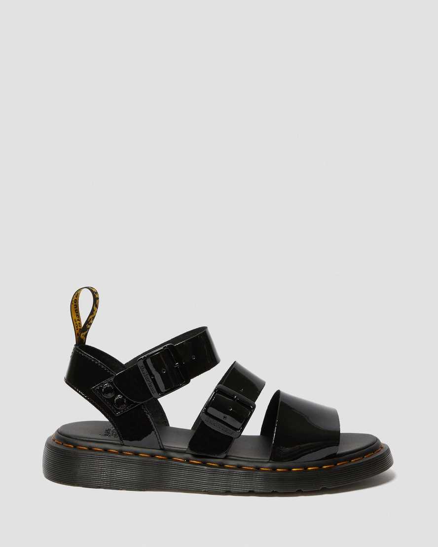 svarta dr martens gryphon patent gladiatorsandaler för män