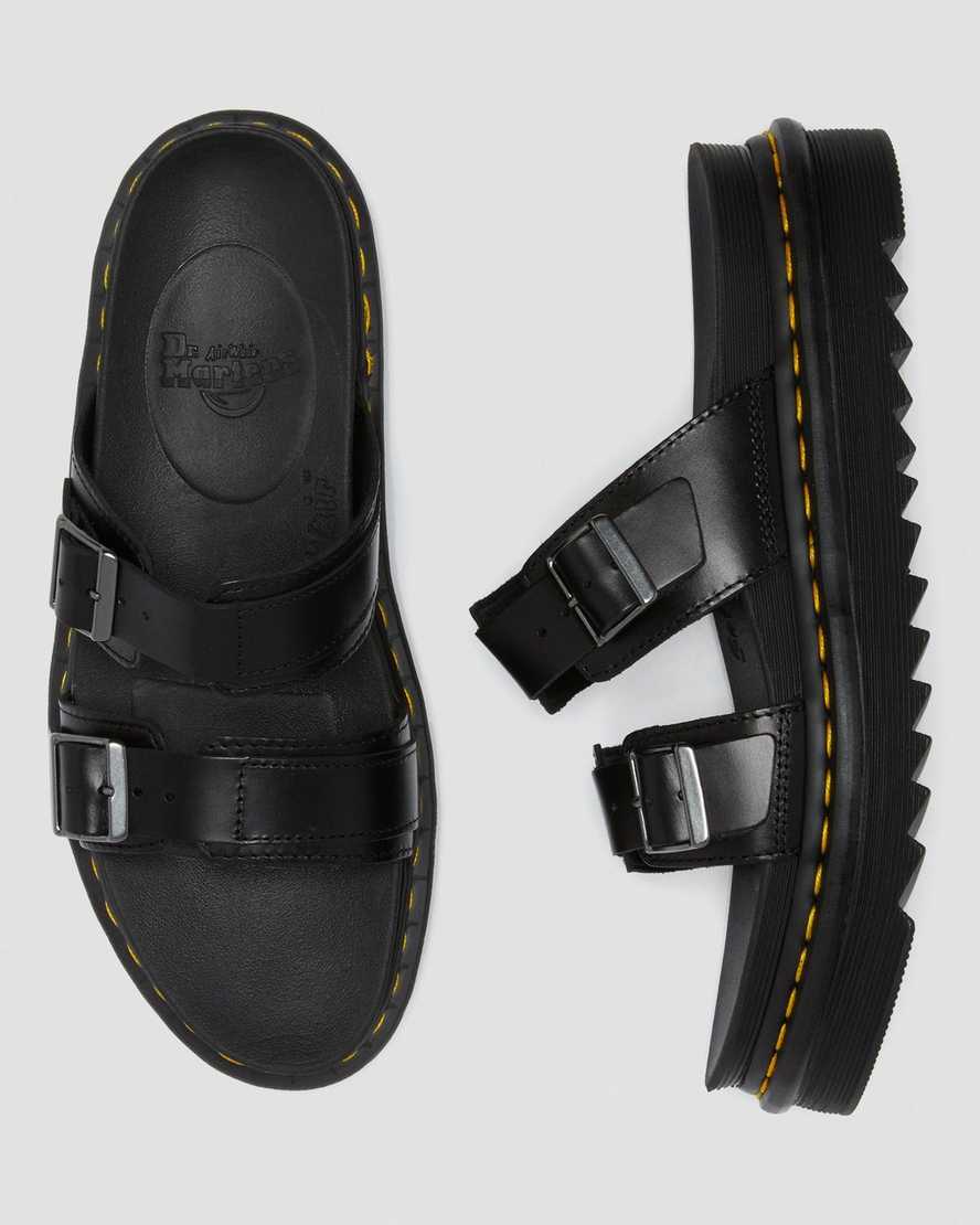 svarta dr martens myles brando buckle herr slidesandaler