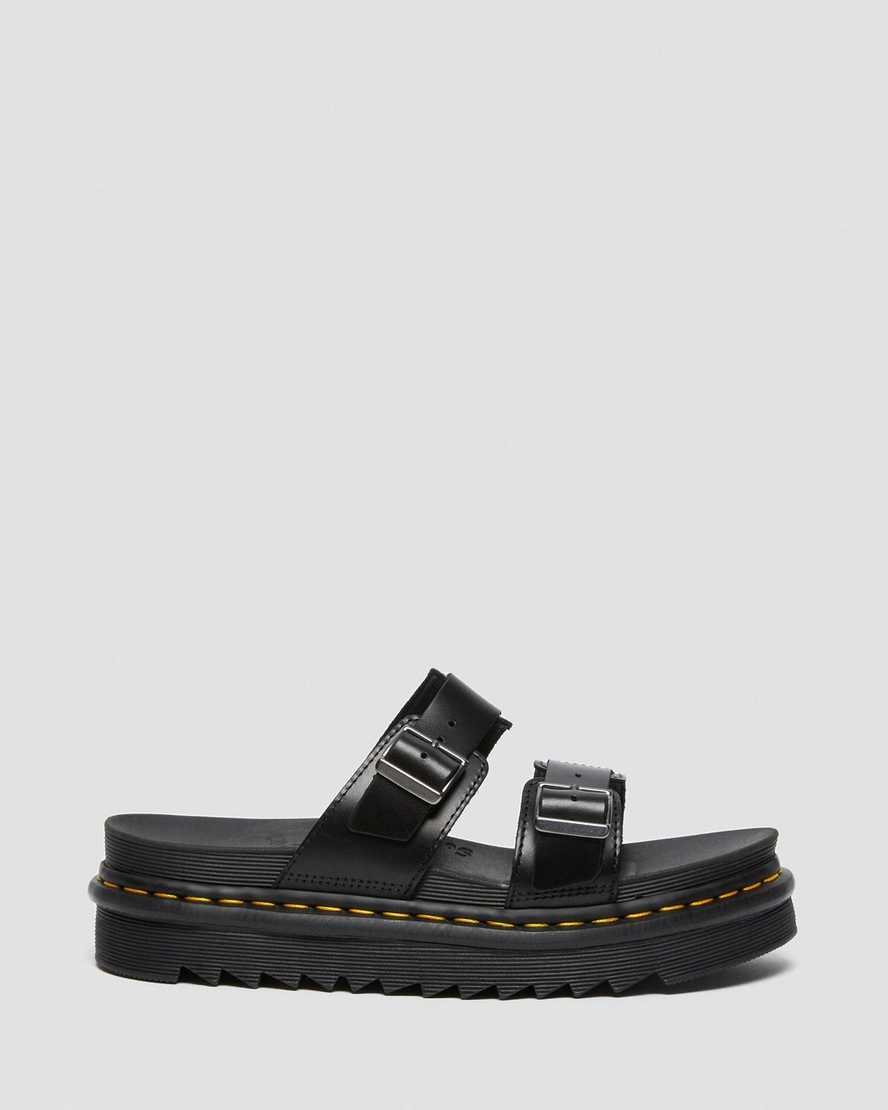 svarta dr martens myles brando buckle herr slidesandaler
