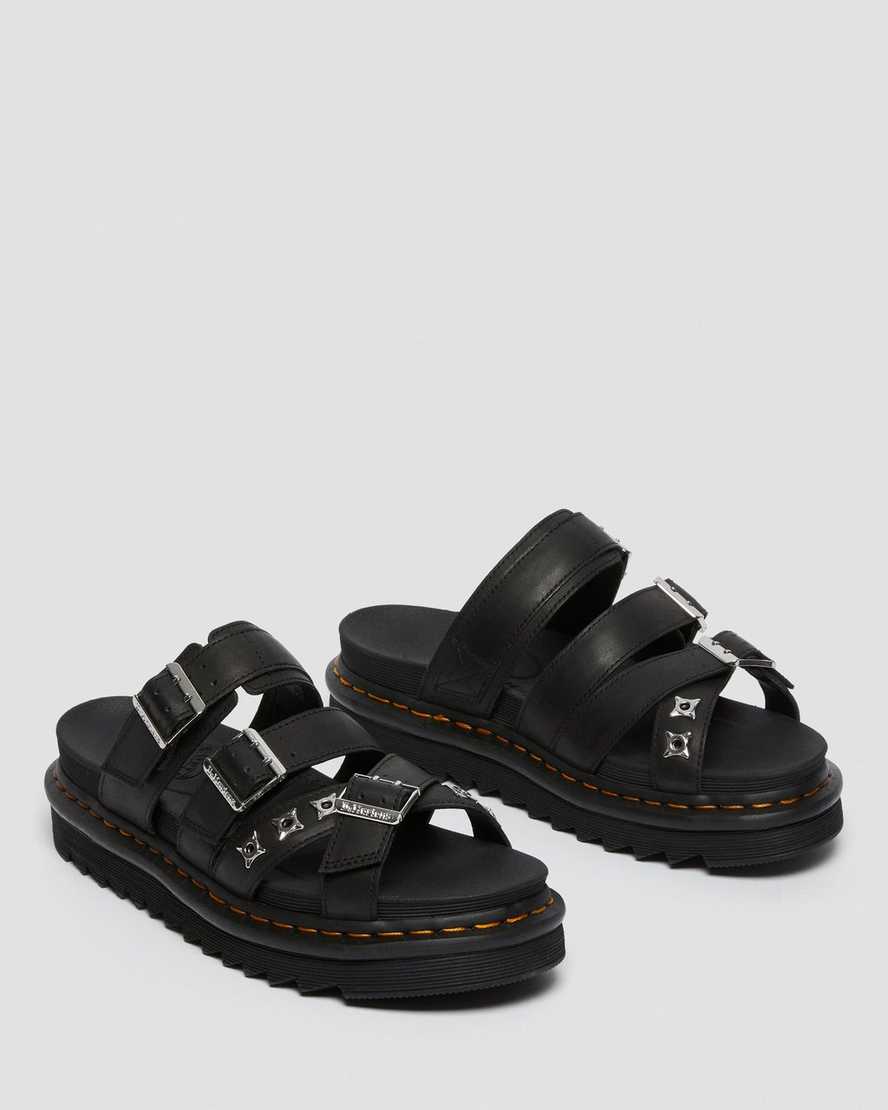 svarta dr martens ryker ii hardware strap herrsandaler