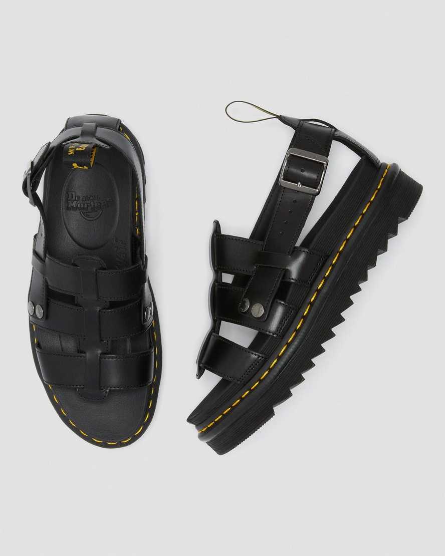 svarta dr martens terry herrsandaler med rem