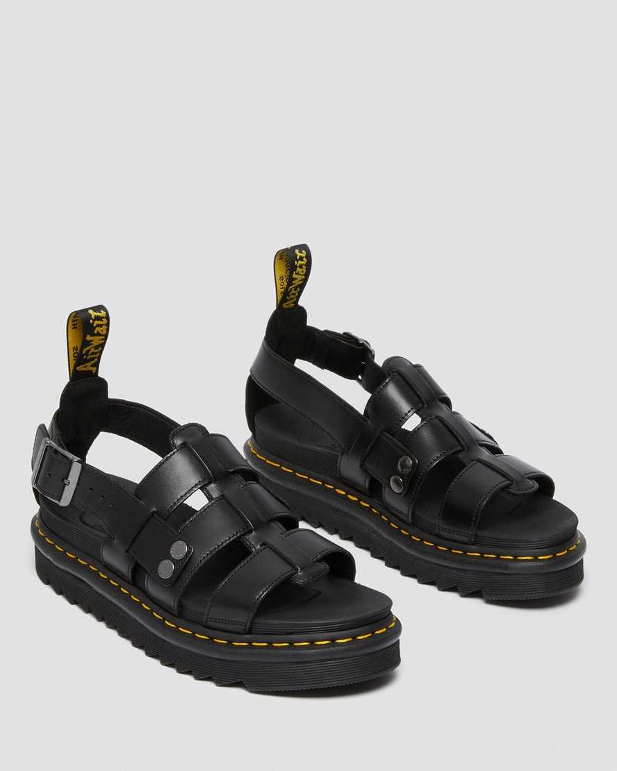 svarta dr martens terry herrsandaler med rem