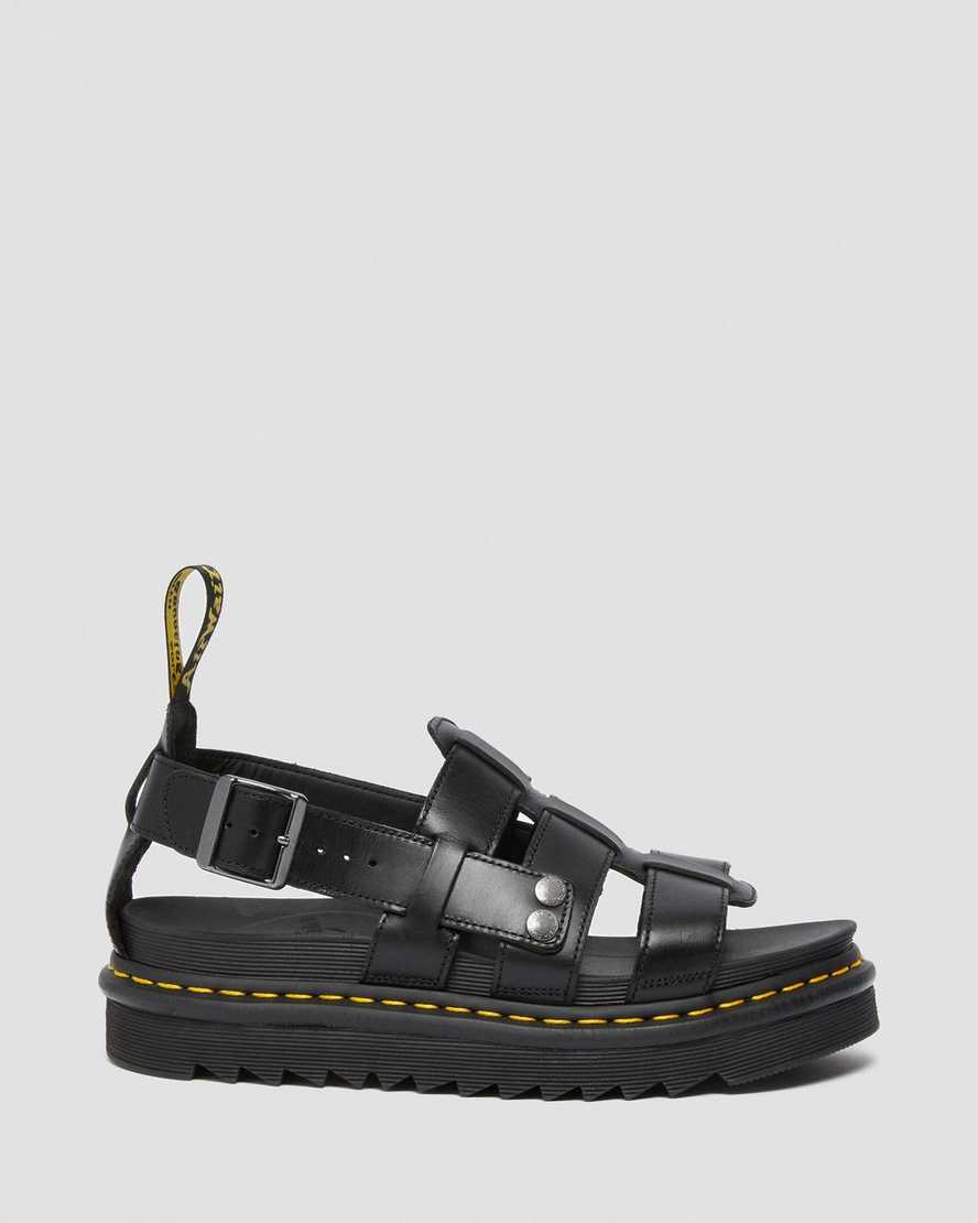 svarta dr martens terry herrsandaler med rem