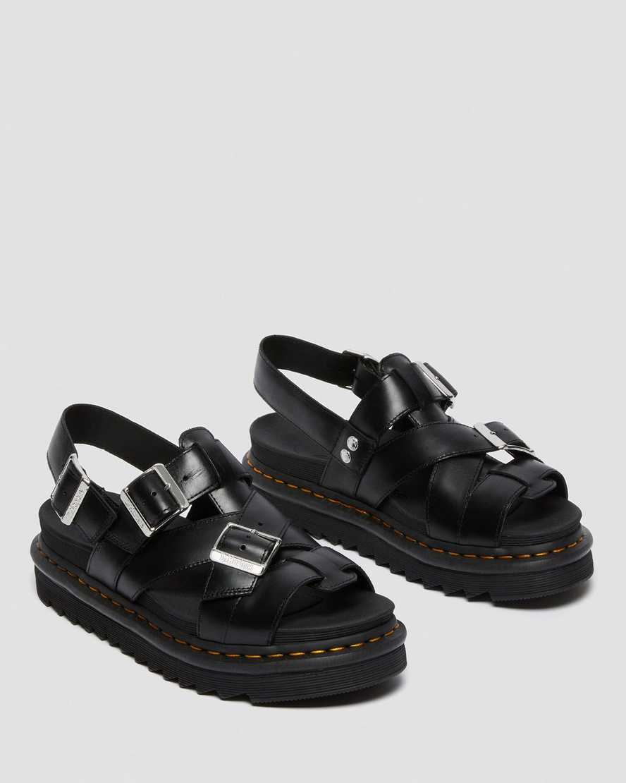 svarta dr martens terry ii herrsandaler med rem
