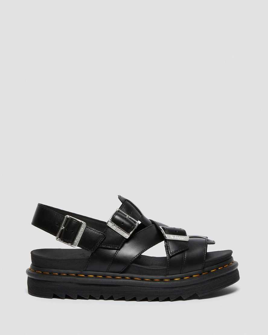 svarta dr martens terry ii herrsandaler med rem