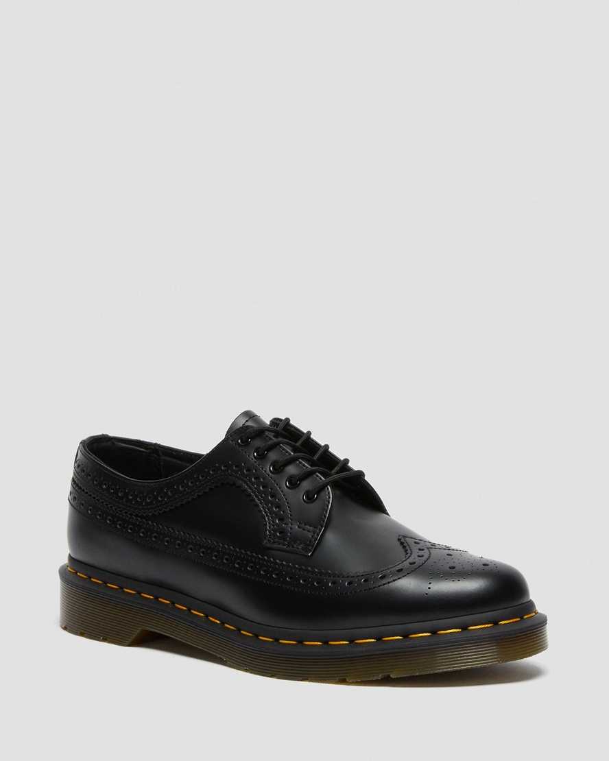 svarta dr martens 3989 yellow stitch smooth brogues för herr
