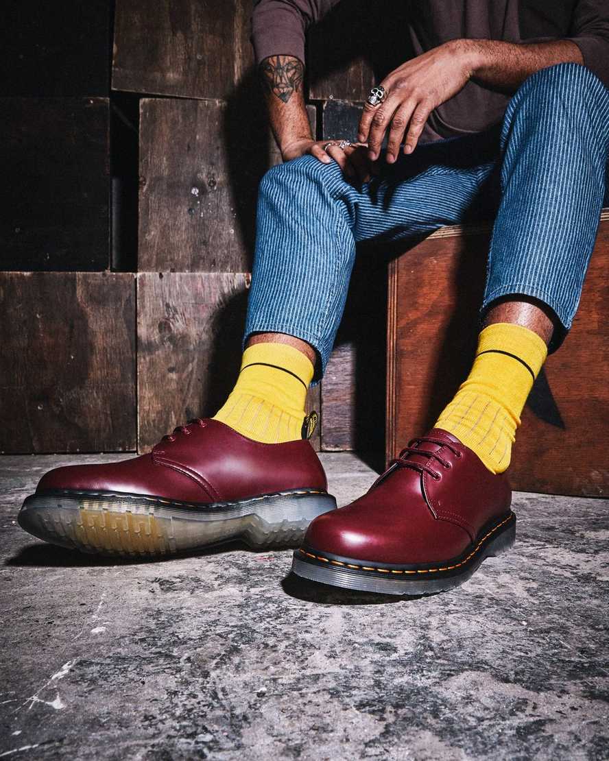 röda dr martens 1461 iced smooth oxfordskor för män