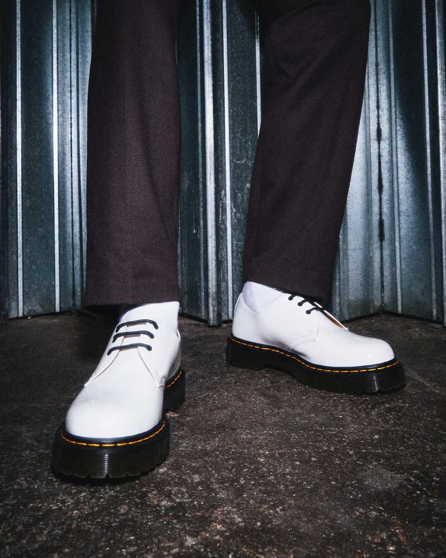 vita dr martens 1461 bex patent oxfordskor för män