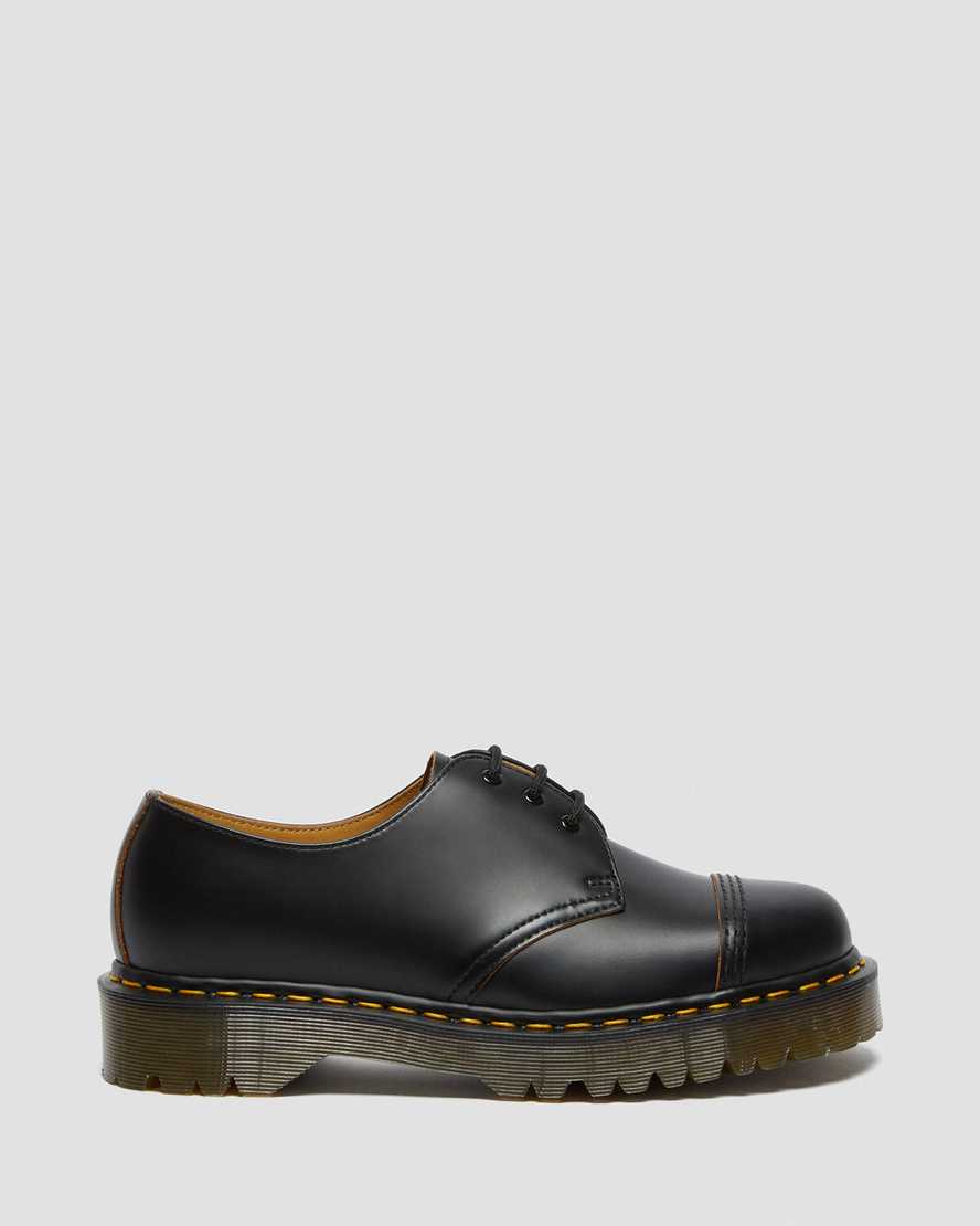 svarta dr martens 1461 bex toe cap vintage oxfordskor för män