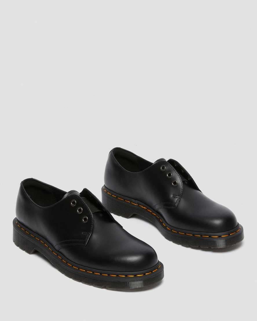 svarta dr martens 1461 elastic smooth oxfordskor för män