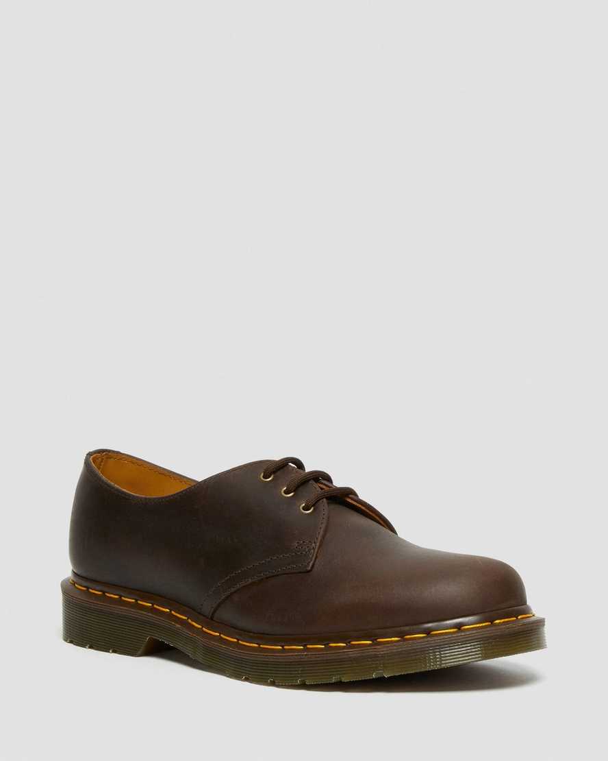 bruna dr martens 1461 crazy horse oxfordskor för män