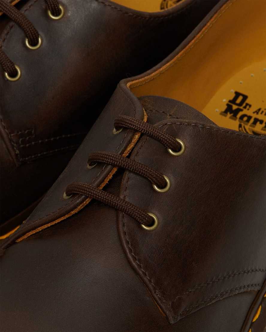 bruna dr martens 1461 crazy horse oxfordskor för män