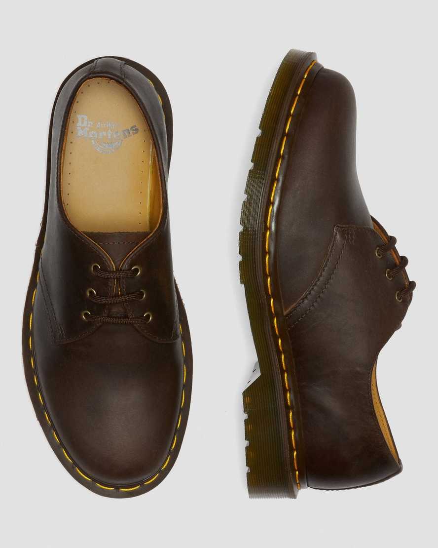 bruna dr martens 1461 crazy horse oxfordskor för män
