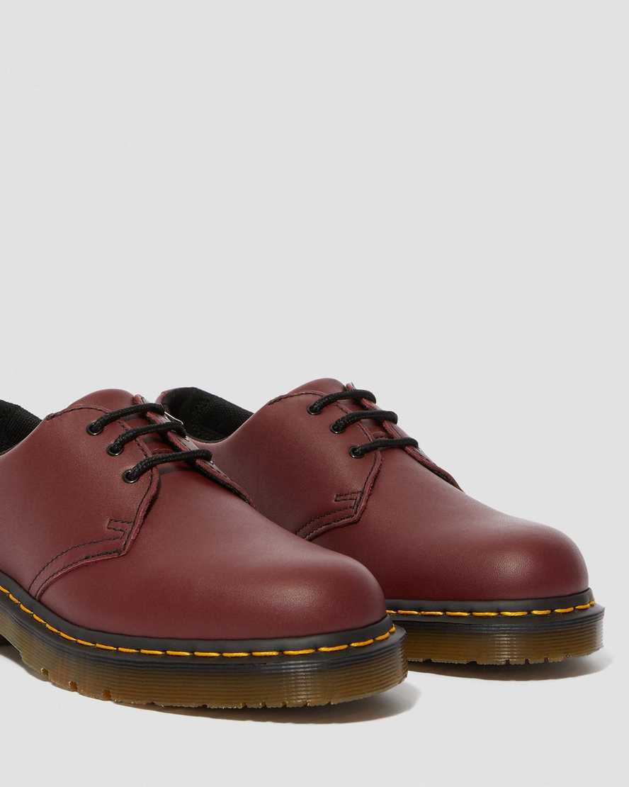 röda dr martens 1461 halkfria oxfordskor för herr