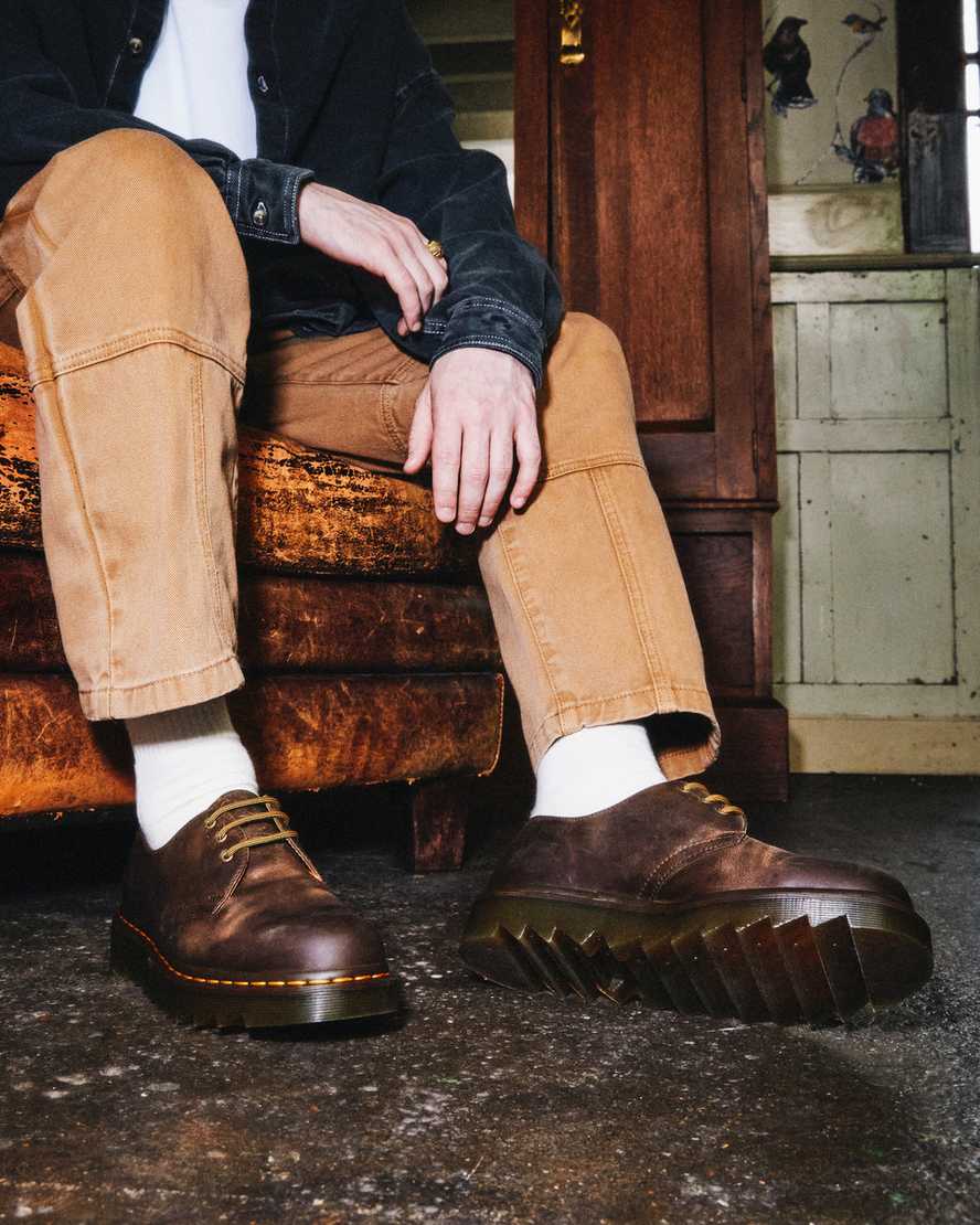 bruna dr martens 1461 ziggy oxfordskor för män