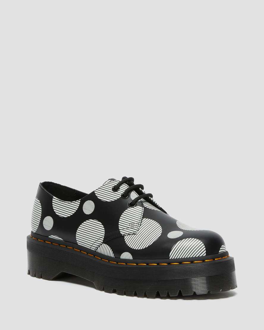 svarta dr martens 1461 polka dot smooth herr platåskor