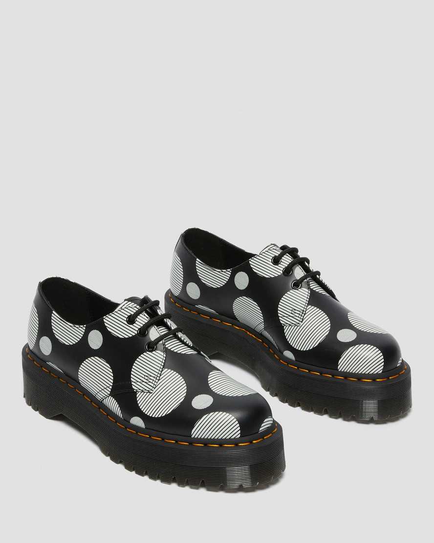 svarta dr martens 1461 polka dot smooth herr platåskor
