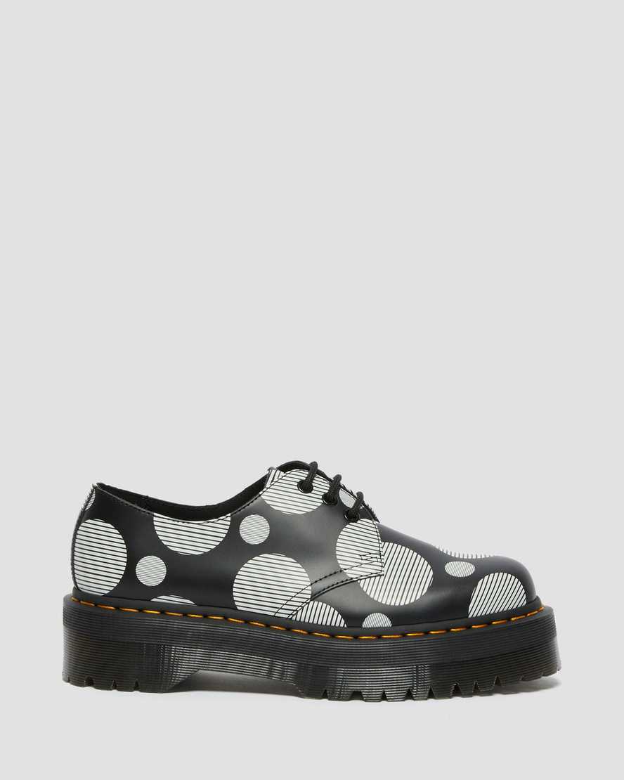 svarta dr martens 1461 polka dot smooth herr platåskor