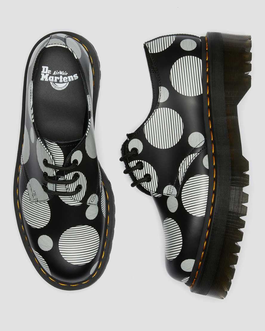 svarta dr martens 1461 polka dot smooth herr platåskor