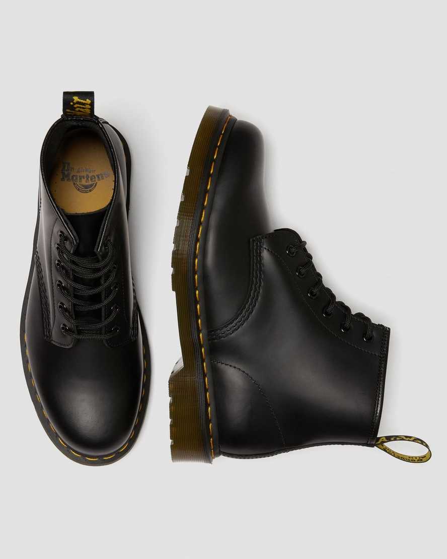 svarta dr martens 101 yellow stitch smooth damstövlar