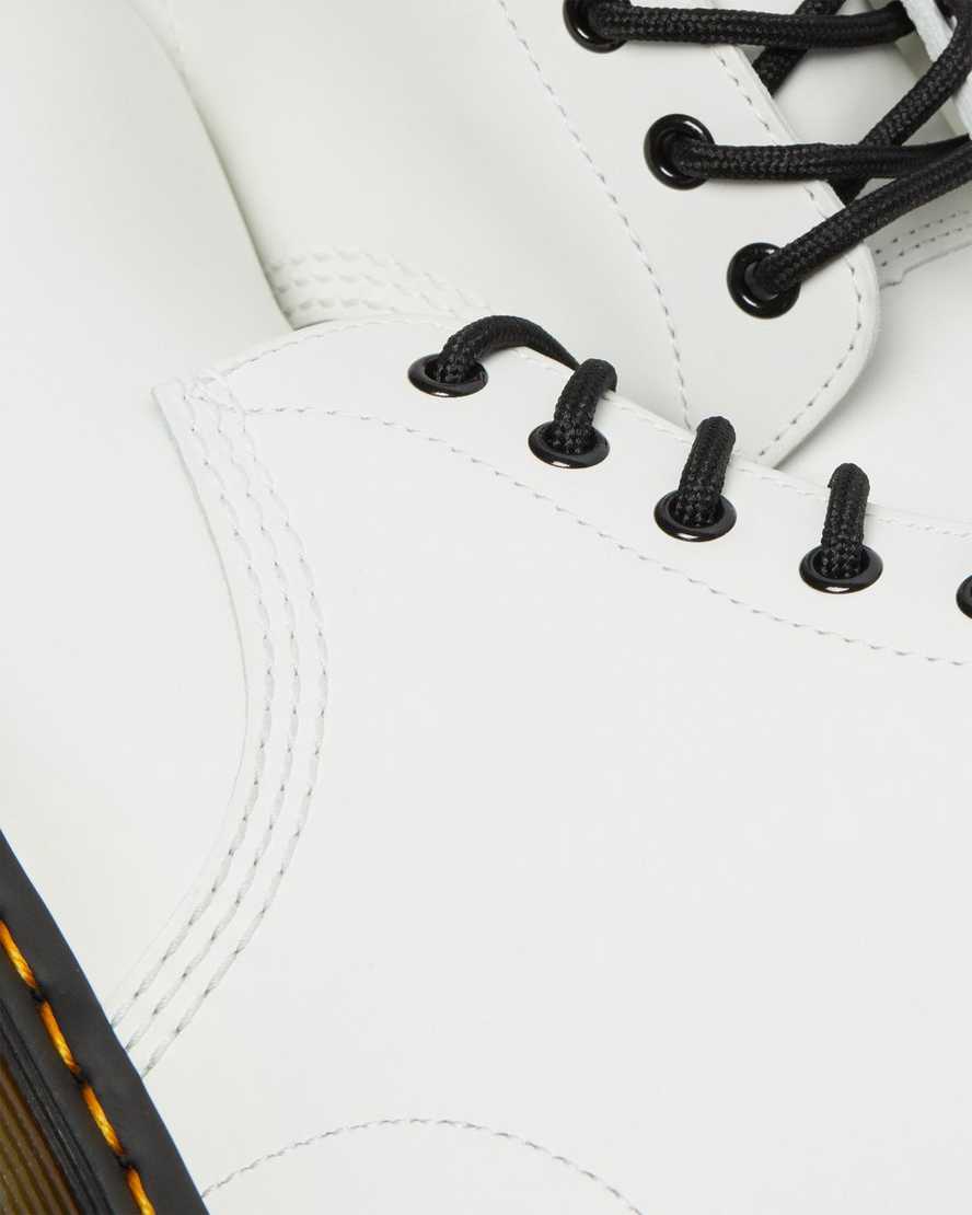 vita dr martens 101 yellow stitch smooth damstövlar