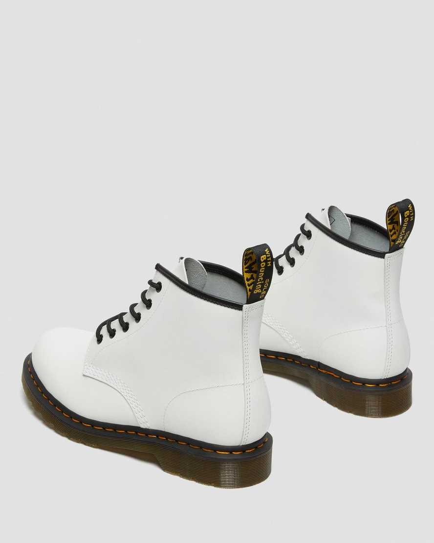vita dr martens 101 yellow stitch smooth damstövlar